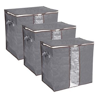 Clothes Storage Bag Foldable Storage Bin Closet Organizer, 3 pc