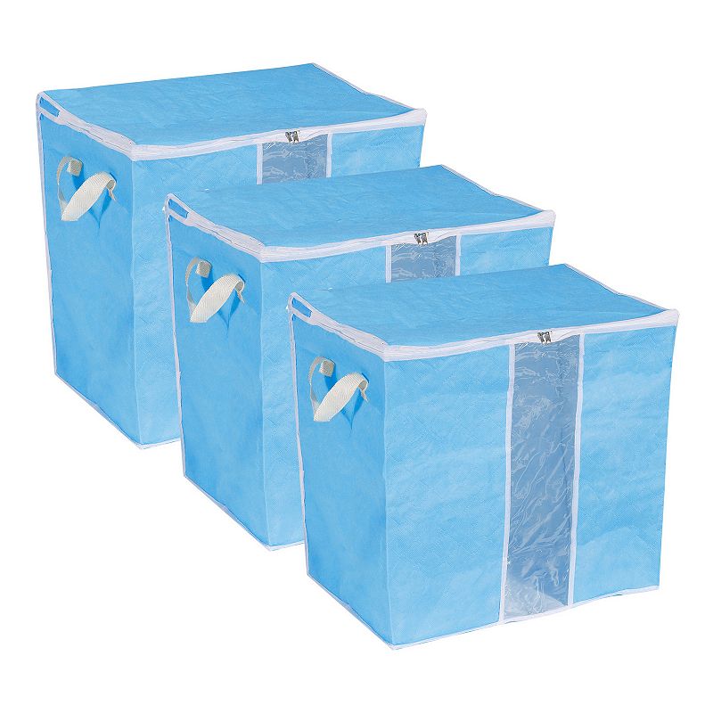 Foldable Storage Bins, Fabric Cubes (Cream, 16.2 x 10 x 12 in, 3 Pack)