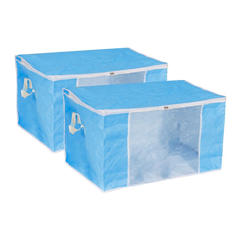 Sorbus Foldable Clothing Storage Bin with Window, Blue