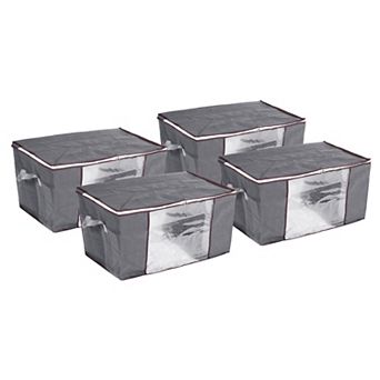 Clothes Storage Bags Comforters Blanket Closet Boxes Organizer, 4 pc