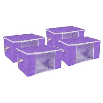 Clothes Storage Bags Comforters Blanket Closet Boxes Organizer, 4 pc