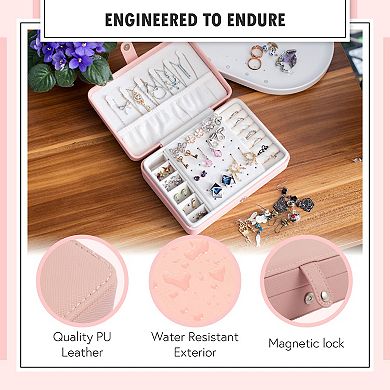 Portable Travel Jewelry Box Organizer Case for Rings Earrings Necklaces Storage