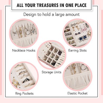 Portable Travel Jewelry Box Organizer Case for Rings Earrings Necklaces Storage
