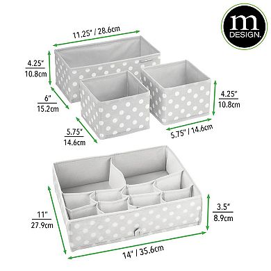 mDesign Fabric Nursery/Playroom Divided Drawer Bin, 2 Pack