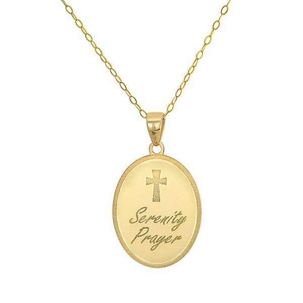 Forever 14K 14k Gold Serenity Prayer Script Pendant Necklace