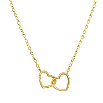 Forever 14K 14k Gold Polished Interlocking Double Open Heart Necklace