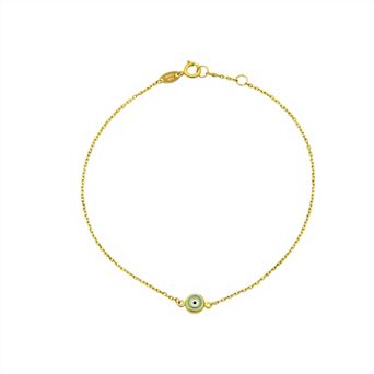 Forever 14K 14k Gold Enamel Evil Eye Chain Bracelet