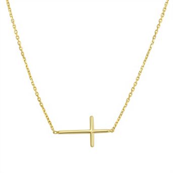 Forever 14k Gold Sideways Cross Necklace
