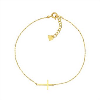 Forever 14k Gold Polished Cross Bracelet