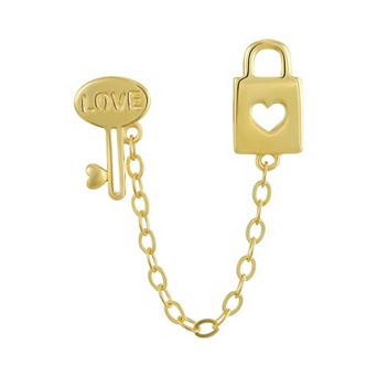 Forever 14K 14k Gold Chain Lock & Key Single Earring