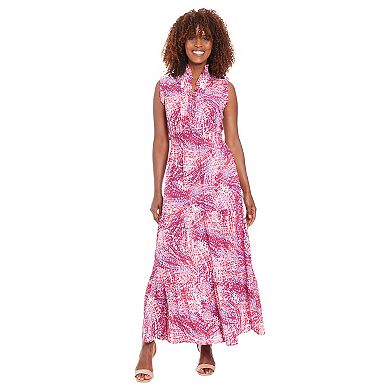 Women's London Times Floral Smocked-Waist Maxi Dress