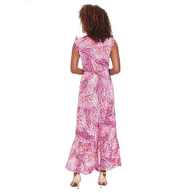 Women's London Times Floral Smocked-Waist Maxi Dress
