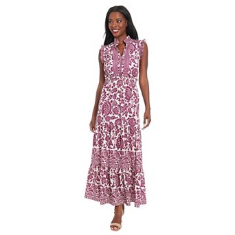 Women's London Times Floral Smocked-Waist Maxi Dress