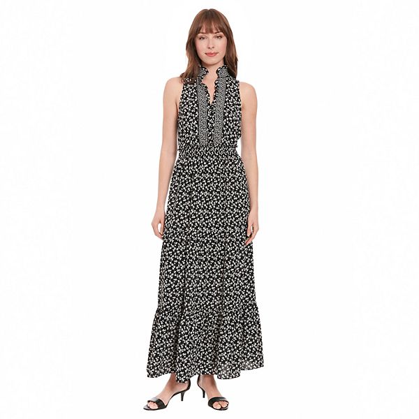 Women's London Times Floral Smocked-Waist Maxi Dress