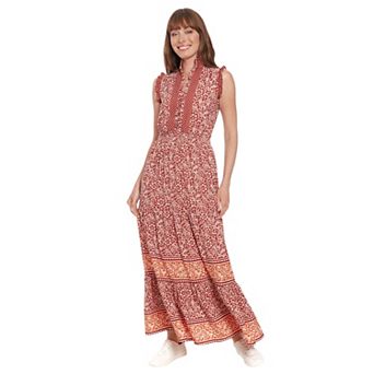 Women's London Times Floral Smocked-Waist Maxi Dress