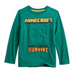  Minecraft Boys' Creeper Face Long Sleeve Tee, Black, XS(4/5) :  Clothing, Shoes & Jewelry