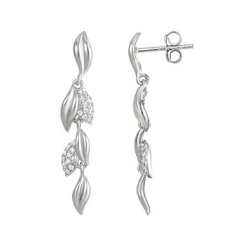 Argento Forte Sterling Silver Cubic Zirconia Vine Linear Drop Earrings