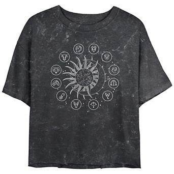 Juniors' Zodiac Sign Sun & Moon Chart Mineral Graphic Tee