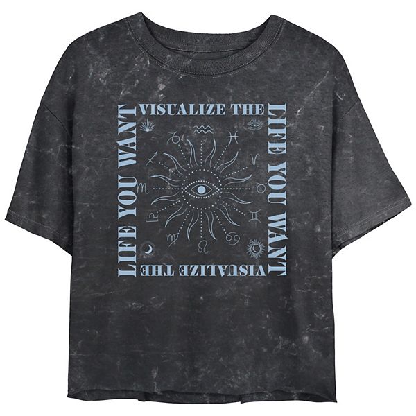 Juniors' Zodiac's Eye Visualize the Life You Want Mineral Graphic Tee