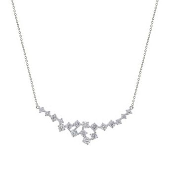 Argento Forte Sterling Silver Bib Necklace with Cubic Zirconia