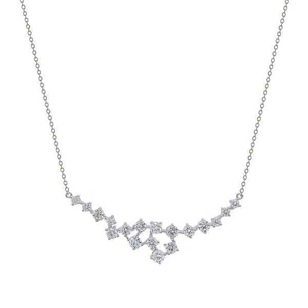 Sterling Silver Bib Necklace With Cubic Zirconia