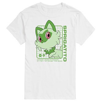 Men's Pokemon Sprigatito Stats Graphic Tee