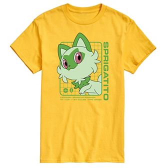 Men's Pokemon Sprigatito Stats Graphic Tee