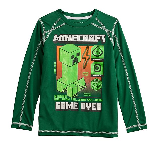 Girl's Minecraft Creeper Face T-Shirt - Green Apple - Large