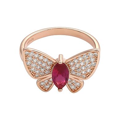 Argento Forte 14K Rose Gold over Sterling Silver Butterfly Ring