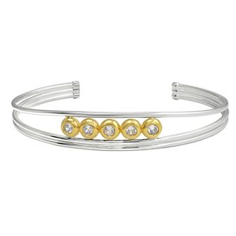 Argento Forte Sterling Silver Two Tone Cuff Bracelet