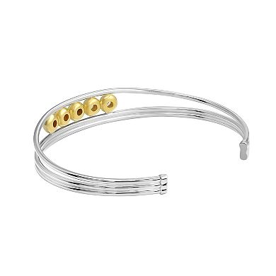 Argento Forte Sterling Silver Two Tone Cuff Bracelet