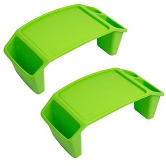 Mind Reader 2-Pack Sprout Collection Portable Desk / Breakfast Tray with Side Storage Pockets
