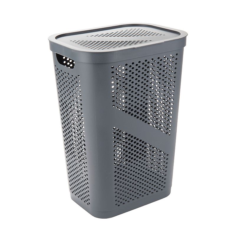 Mind Reader Basket Collection, Slim Laundry Hamper, 60 Liter 15Kg/33Lbs Capacity, Attached Hinged Lid