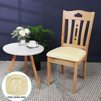 4Pcs Velvet Dining Chair Seat Cover Elastic Stretchable Slipcovers 18"x18"