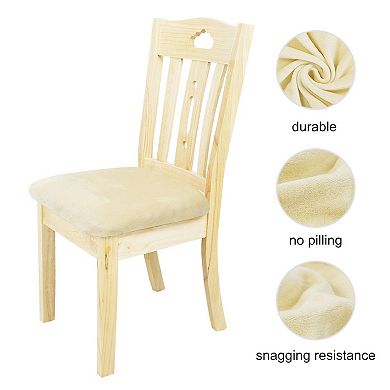 4Pcs Velvet Dining Chair Seat Cover Elastic Stretchable Slipcovers 18"x18"
