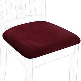 4 pc Velvet Dining Chair Seat Cover Elastic Stretchable Slipcovers 18"x18"