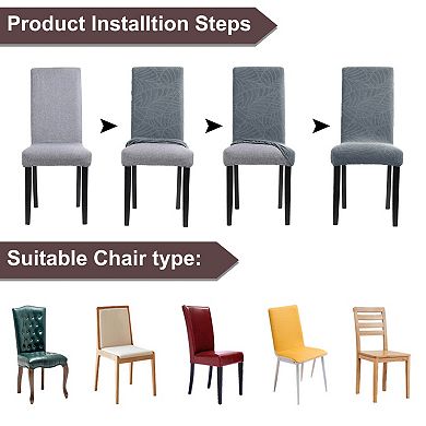 6pcs Jacquard Stretch Removable Dining Room Chair Covers