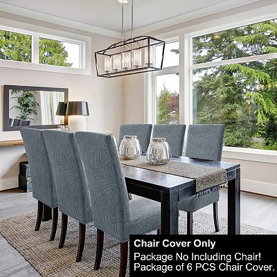 6pcs Jacquard Stretch Removable Dining Room Chair Covers