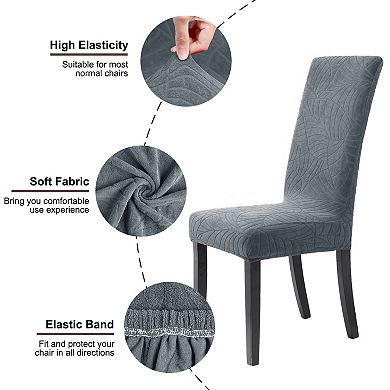 6pcs Jacquard Stretch Removable Dining Room Chair Covers