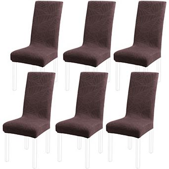 6 pc Jacquard Stretch Removable Dining Room Chair Covers