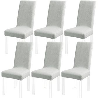 6 pc Jacquard Stretch Removable Dining Room Chair Covers