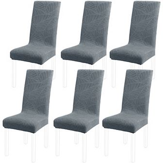 6 pc Jacquard Stretch Removable Dining Room Chair Covers