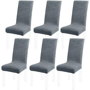 6 pc Jacquard Stretch Removable Dining Room Chair Covers