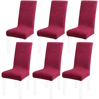 6 pc Jacquard Stretch Removable Dining Room Chair Covers