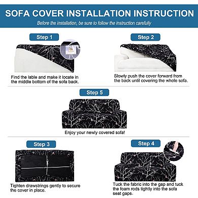 Printed Stretch Sofa Cover + One Pillow Cover, Large