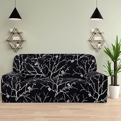 Printed Stretch Sofa Cover + One Pillow Cover, Large
