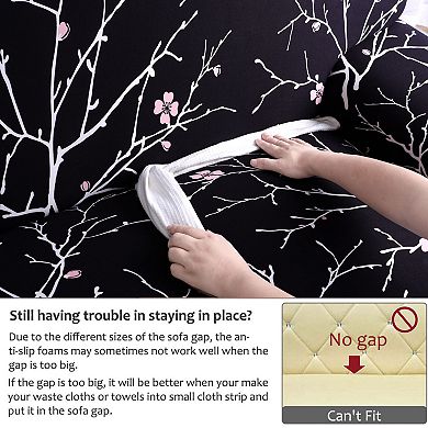 Printed Stretch Sofa Cover + One Pillow Cover, Large