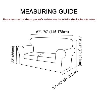 Stretch Sofa Slipcover with Elastic Bottom, 1-Piece Sofa Cover for 2 Seater