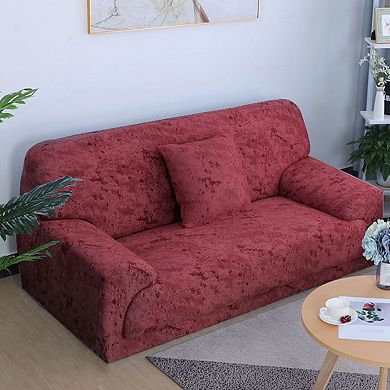 Two Seater Elastic Spandex Sofa Slipcover Ink Painting Printed Couch Cover