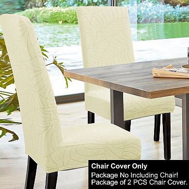 2pcs Jacquard Stretch Removable Dining Room Chair Covers